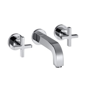 HANSGROHE AXOR CITTERIO 3-GATS WASTAFEL TWEEGREEPSMENGKRAAN WANDMODEL MET KRUISGREPEN EN MET ROZETTEN SPRONG 22.5 cm CHROOM 39143000