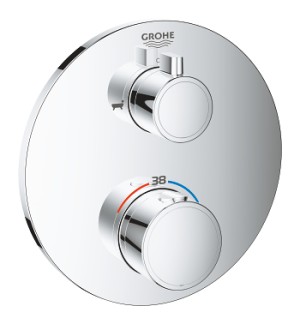 GROHE GROHTHERM SMARTBOX AFWERKSET ROND VOOR BAD INBOUWTHERMOSTAAT MET 2 UITGANGEN MET AFSLUITKRAAN - OMSTELLER CHROOM 24077 000