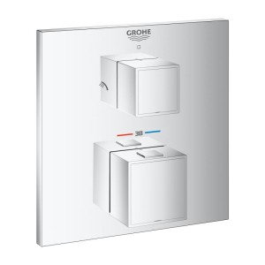 GROHE GROHTHERM CUBE SMARTBOX AFWERKSET VOOR INBOUWTHERMOSTAAT MET 2 UITGANGEN MET AQUADIMMER CHROOM 24154 000