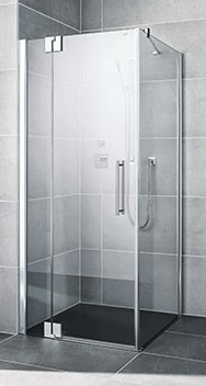 KERMI PASA XP DRAAIDEUR NAAR BINNEN EN BUITEN TE OPENEN MET VAST SEGMENT RECHTS VOOR ZIJWAND 100 cm H 200 cm ZILVER MATGLANS HELDER GLAS MET KERMICLEAN PX1WR100201PK