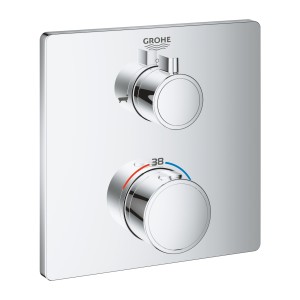 GROHE GROHTHERM SMARTBOX AFWERKSET VIERKANT VOOR INBOUWTHERMOSTAAT BAD MET 2 UITGANGEN MET OMSTELLER CHROOM 24080 000