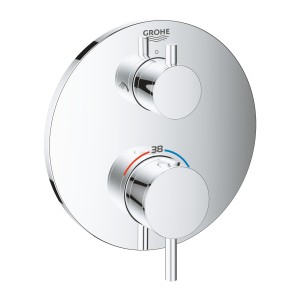 GROHE SPA PROFESSIONAL ATRIO SMARTBOX AFWERKSET ROND VOOR DOUCHE INBOUWTHERMOSTAAT MET 2 UITGANGEN MET AFSLUITKRAAN - OMSTELLER CHROOM 24358 000