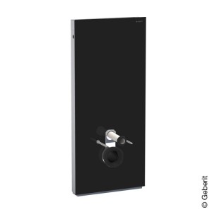 GEBERIT MONOLITH MODULE VOOR WANDTOILET H 114 cm FRONTGLAS KLEUR ZWART KANTDELEN ALUMINIUM 131.031.SJ.5