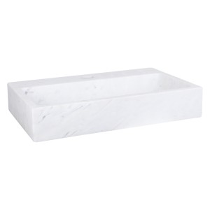 SANIBEAU BRICK HANDENWASSER 38 x 24 x 7 cm MET CENTRAAL KRAANGAT WITTE MARMER