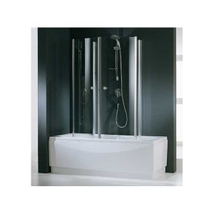 NOVELLINI AURORA 4 4-DELIGE CABINE VOOR LIGBAD B 70 cm H 150 cm WITTE PROFIELEN HELDER GLAS AURORA470-1A