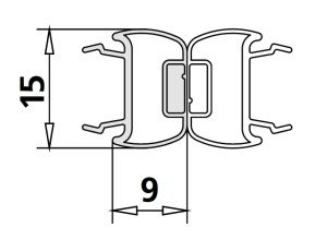 KERMI LIGA MAGNEETPROFIEL VERTICAAL 180° VOOR DEUR L 2 m 2534770