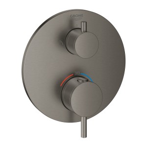 GROHE ATRIO SMARTBOX AFWERKSET ROND VOOR DOUCHE INBOUWTHERMOSTAAT MET 2 UITGANGEN MET AFSLUITKRAAN - OMSTELLER BRUSHED HARD GRAPHITE 24135 AL3