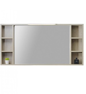 ASSENTI MILLE SPIEGELKAST OPEN REGAAL MET 2 x LED-VERLICHTING ELEGANCE 140 cm H 70.5 cm D 18 cm MELAMINE PG1 SK.RLD.1400.ME1