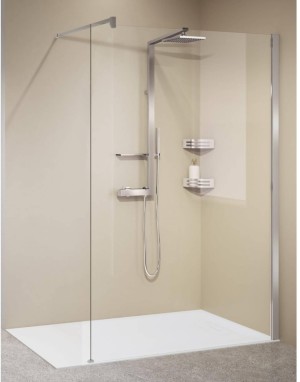 NOVELLINI KUADRA INLOOPDOUCHE 157-160 cm H 200 cm ZILVER PROFIELEN HELDER GLAS MET SATIN BAND KUADH160-44B