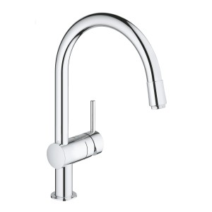 GROHE MINTA KEUKEN EENGREEPSMENGKRAAN MET DRAAIBARE C-UITLOOP MET UITTREKBARE MOUSSEUR CHROOM 32918 000