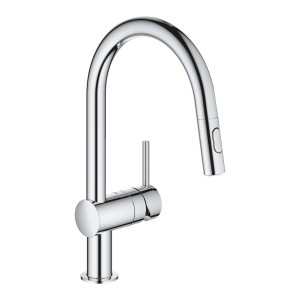 GROHE MINTA KEUKEN EENGREEPSMENGKRAAN MET C-UITLOOP MET UITTREKBARE COMFORT SPROEIKOP MET 2 STRALEN CHROOM 32321 002