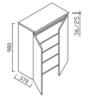 ALKE SQUARE HALFHOGE KOLOMKAST MET 2 GREEPLOZE DEUREN 80 cm D 37 cm H SPEC FRONT EN KORPUS MAT SQ177T80F..K..SPEC