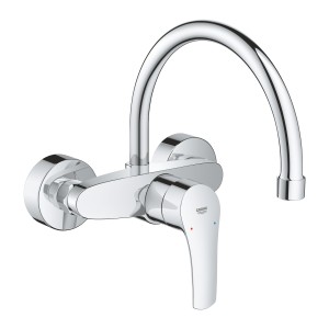 GROHE EUROSMART KEUKEN EENGREEPSMENGKRAAN WANDMONTAGE MET DRAAIBARE BUISUITLOOP CHROOM 32482 003