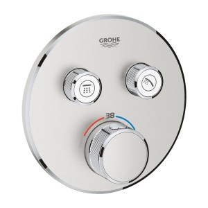 GROHE GROHTHERM SMARTCONTROL AFWERKSET ROND VOOR INBOUWTHERMOSTAAT MET 2 UITGANGEN SUPERSTEEL 29119 DC0