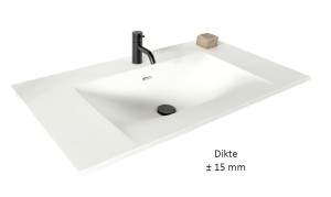 DETREMMERIE NO LIMIT WASTAFELBLAD TYPE 27 MET 1 WASTAFEL MET OVERLOOP 100.5 cm D 45 cm TOP SOLID MAT WIT 45SM100LT2