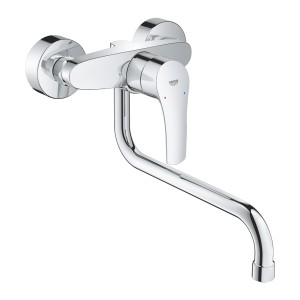 GROHE EUROSMART KEUKEN EENGREEPSMENGKRAAN WANDMONTAGE MET S-UITLOOP 27.6 cm CHROOM 32224 003