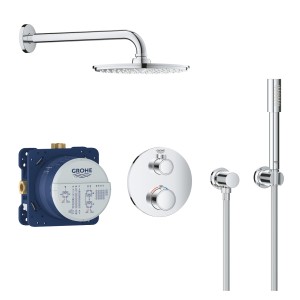 GROHE GROHTHERM PERFECT SHOWER DOUCHESET MET INBOUWTHERMOSTAAT SMARTCONTROL MET AQUADIMMER, HOOFDDOUCHE 210 mm MET DOUCHE-ARM EN HANDDOUCHEGARNITUUR SENA STICK CHROOM 34732 000