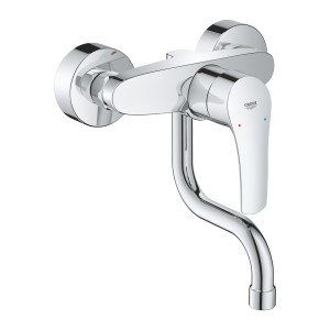 GROHE EUROSMART EENGREEPSMENGKRAAN WANDMODEL MET BEWEEGBARE S-UITLOOP CHROOM 31509 003