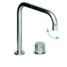 VOLA MONOKNOP KEUKEN BLADMENGKRAAN KERAMISCH MET DRAAIBARE UITLOOP 20 cm INOX GEBORSTELD 590-40