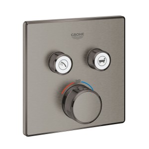 GROHE SMARTCONTROL AFWERKSET VOOR INBOUWTHERMOSTAAT MET 2 UITGANGEN VIERKANT BRUSHED HARD GRAPHITE 29124 AL0