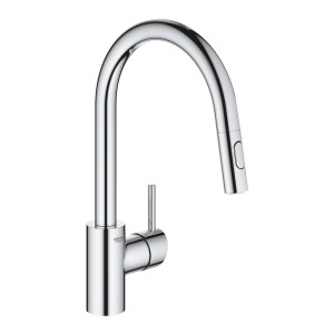 GROHE CONCETTO KEUKEN EENGREEPSMENGKRAAN MET HOGE UITLOOP MET UITTREKBARE MOUSSEUR MET 2 STRALEN CHROOM 31483 002