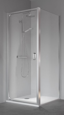 KERMI STINA ZIJWAND 80 cm H 195 cm ZILVER HOOGGLANS HELDER GLAS MET KERMICLEAN STTWD08019VPK