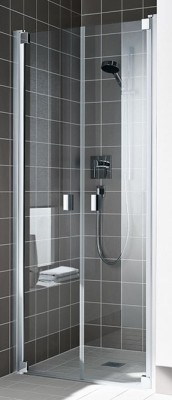 KERMI RAYA 2-DELIGE KLAPDEUR 100 cm H 200 cm ZILVER HOOGGLANS HELDER GLAS MET KERMICLEAN RAPTD10020VPK