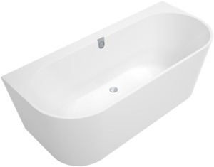 VILLEROY & BOCH OBERON 2.0 BACK TO WALL SEMI VRIJSTAAND LIGBAD QUARYL 180 x 80 cm WIT MET AF- EN OVERLOOPCOMBINATIE UBQ180OBR9CD00V-01