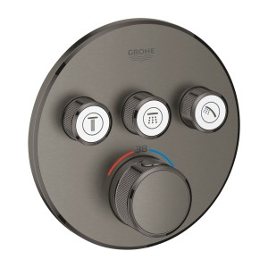 GROHE GROHTHERM SMARTCONTROL AFWERKSET VOOR INBOUWTHERMOSTAAT MET 3 UITGANGEN ROND BRUSHED HARD GRAPHITE 29121 AL0