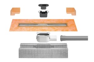 SCHLUTER KERDI-LINE-H INOX LIJNAFVOERGOOT V4A HORIZONTAAL MET SIFON DIA 50 mm B 80 cm KLH 50 GE 80