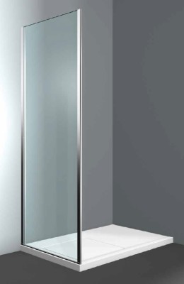 VISMARA S2 VASTE ZIJWAND MAATWERK B 78-87 cm H 200 cm PROFIELEN INOX LOOK 61 GELAAGD GERIBBELD GLAS 34 S278873461