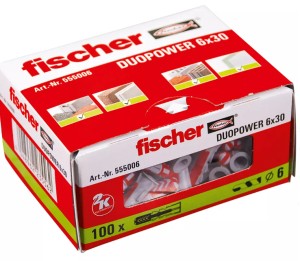 FISCHER DUOPOWER NYLON PLUG 6 x 30 mm (oud: 555006) - prijs per doos van 100 stuks