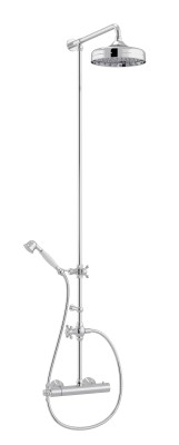 RVB 1920-1921 SET DOUCHE OPBOUWTHERMOSTAAT MET HANDDOUCHE EN HOOFDDOUCHE LICHT BRONS MAT 4520.42.74