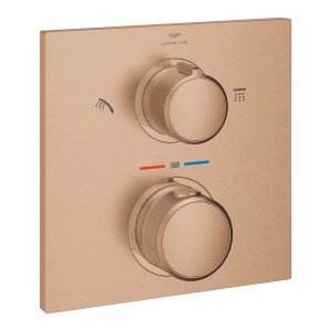 GROHE ALLURE AFWERKSET VIERKANT VOOR DOUCHE INBOUWTHERMOSTAAT MET 2-WEG OMSTELLER HOOFDDOUCHE - HANDDOUCHE BRUSHED WARM SUNSET 29181 DL2