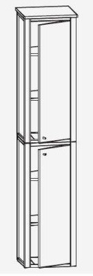 OAK 4U ELEMENTS HERMES KOLOMKAST MET 2 DEUREN 45 cm H 180 cm RECHTS KLEUR AH-KDKD-4R