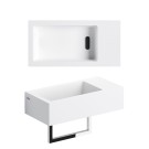 CLOU FLUSH 3 HANDENWASSER COMPOSIET ALUITE 36 x 18 x 9 cm WANDMODEL MET KRAANGAT RECHTS MET PLUG ALUITE MAT WIT EN MET CHROOM HANDDOEKHOUDER CL/03.13031.02