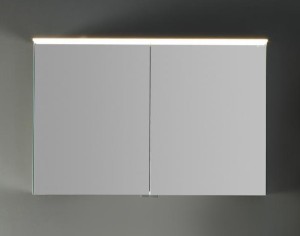 BURGBAD YUMO SPIEGELKAST MET 2 DUBBELZIJDIGE SPIEGELDEUREN MET HORIZONTALE LEDVERLICHTING CORPUS BUITENZIJDE SPIEGEL BINNENZIJDE ANTRACIET GRIJS 100 cm H 67 cm SPIY100PN453