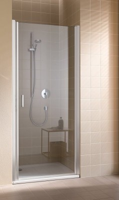 KERMI CADA XS DRAAIDEUR NAAR BINNEN EN BUITEN TE OPENEN LINKS 90 cm H 200 cm SOFT ZWART HELDER GLAS MET CADACLEAN CC1WL090203PK