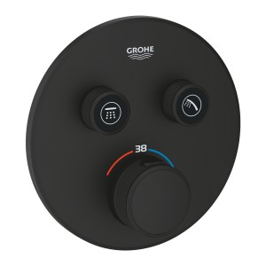 GROHE GROHTHERM SMARTCONTROL AFWERKSET ROND VOOR INBOUWTHERMOSTAAT MET 2 UITGANGEN PHANTOM BLACK 29507 KF0