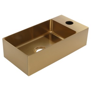 SANIBEAU METAL  HANDENWASSER 36.5 x 18 x 9 cm MET KRAANGAT RECHTS RVS GOUD