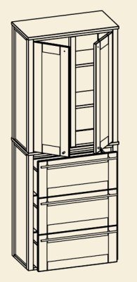 OAK 4U ELEMENTS ARCHIMEDES KOLOMKAST MET 2 DEUREN EN 3 LADEN 70 cm H 180 cm KLEUR AA-KLKD-7