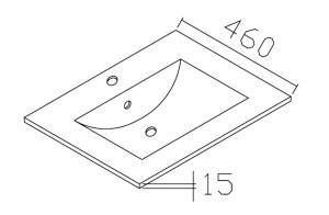 ALKE SQUARE WASTAFELBLAD IN KERAMIEK MET 1 WASKOM C2 60 cm D 46 cm WIT SQ046V60C2