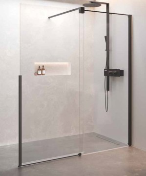 NOVELLINI H-STYLE DOUCHEWAND MET SCHUIFDEUR 137 - 139 cm H 200 cm LINKS MODEL CHROOM PROFIELEN HELDER GLAS HSTYLE140S-1K