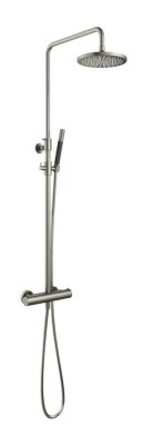 HOTBATH COBBER DOUCHESET MET THERMOSTATISCHE DOUCHEMENGKRAAN MET OMSTELLER, HOOFDDOUCHE ROND DIA 20 cm EN HANDDOUCHEGARNITUUR GEBORSTELD NICKEL SDS9GN