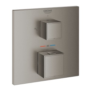 GROHE GROHTHERM CUBE SMARTBOX AFWERKSET VOOR INBOUWTHERMOSTAAT MET 2 UITGANGEN MET AQUADIMMER BRUSHED HARD GRAPHITE 24154 AL0