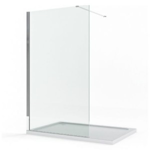 SANIBEAU NKD DOUCHEWAND 140 cm H 200 cm MAT BRONS GLAS 10 mm MET STABILISATIESTANG 100 cm EN ALU VLOERPROFIEL BRONS