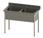 LOGGERE KEUKENSPOELBAK EUREKA II MET 2 SPOELBAKKEN ZONDER AFLEGSCHAP 120 x 60 x 90 cm INOX