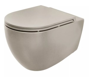 DETREMMERIE KAMELEON WANDTOILET RIMLESS MET ZITTING MET SOFTCLOSING SAND MAT TCE1SAM