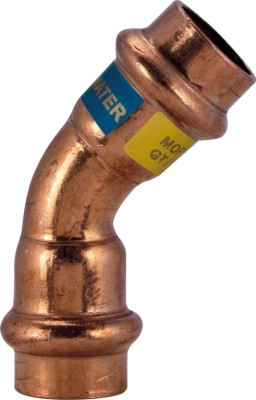 EFFEBI PRESS UNICO KOPER BOCHT VOOR WATER EN GAS 45° FF DIA 22 mm RKP041V222200