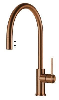 LORREINE AIRE COPPER EENGREEPS KEUKENKRAAN MET UITTREKBARE SPROEIER AIRE-COPPER